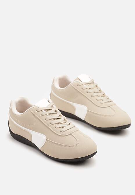 Beżowe Sneakersy Typu Klasyczne Tenisówki Zelritia