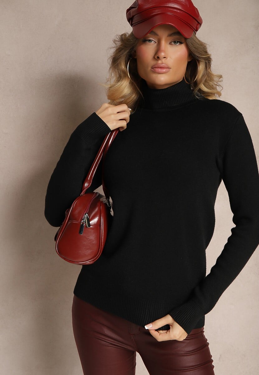 Niebieski Klasyczny Golf z Domieszką Wełny Zoziona