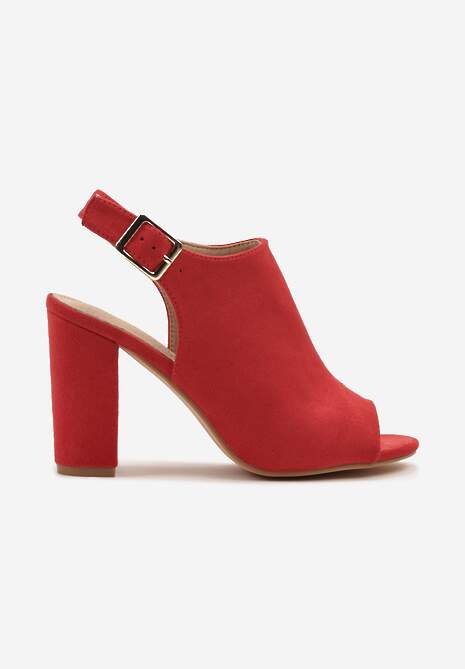 Czerwone Sandały Vices na Słupku z Wkładką ze Skóry Naturalnej Feladriela