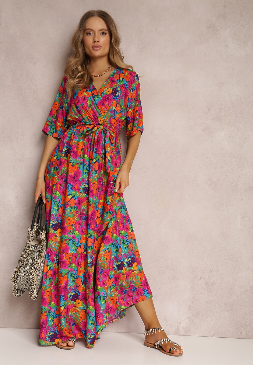 Różowa Sukienka z Wiskozy Lylian