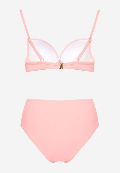 Różowe Basicowe Bikini Biustonosz i Majtki Figi Natonea