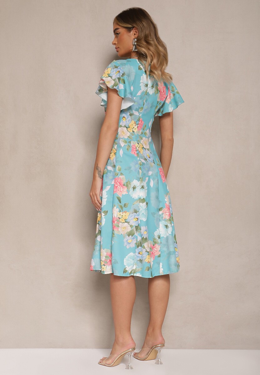 Zielona Kopertowa Sukienka w Kwiaty Atesalia