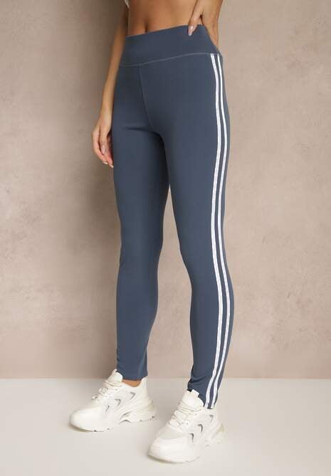 Niebieskie Legginsy Ozdobione Lampasami Puelle