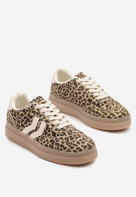 Panterkowe Sneakersy Tenisówki Ozdobione Paskami Falovinia