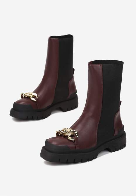Bordowe Botki Belasis