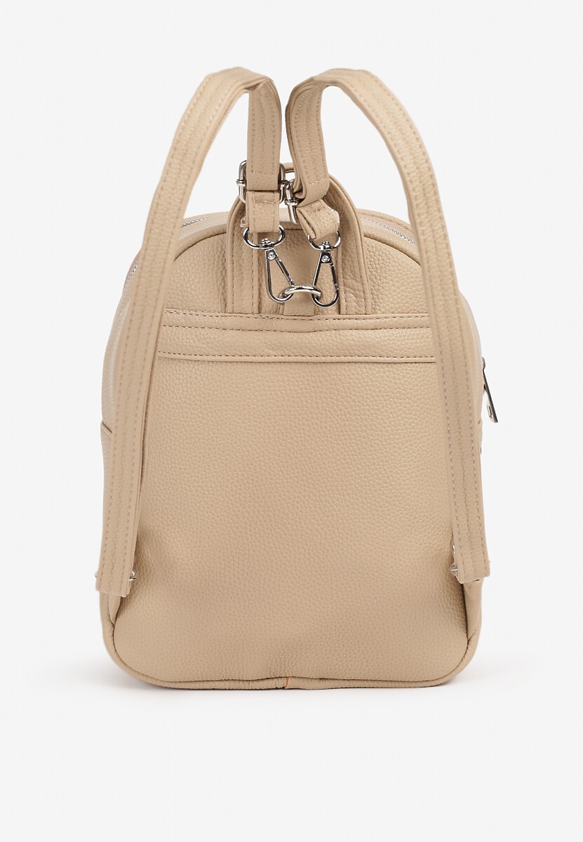 Jasnobeżowy Plecak z Pikowanymi Przeszyciami i Dodatkową Kieszenią z Regulowanymi Szelkami Ravindraea