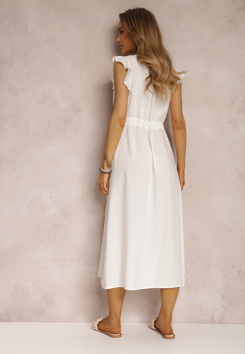 Biała Sukienka z Wiskozy Apostelis