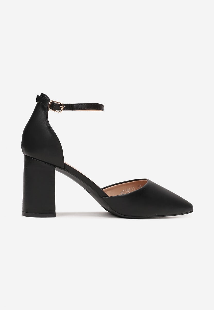 Czarne Czółenka na Słupku z Noskiem w Szpic