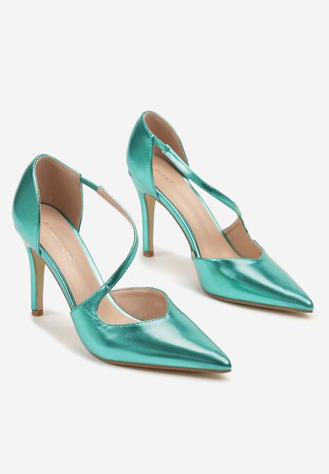 Zielone Szpilki z Ozdobnym Paskiem Adelli