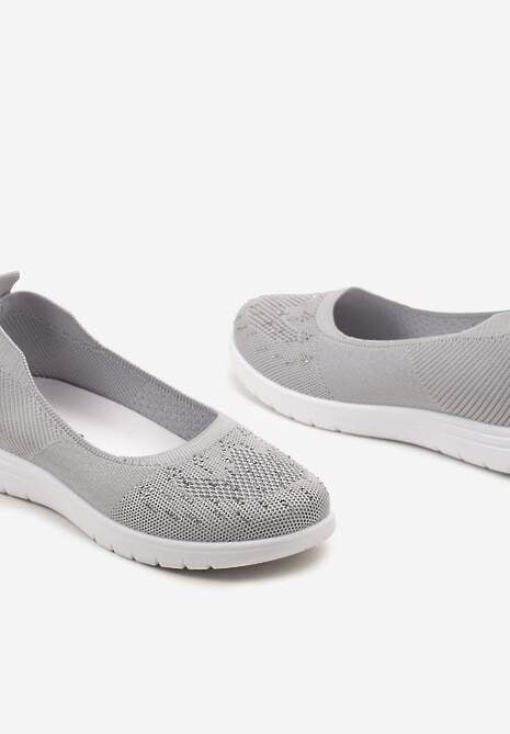 Szare Płaskie Tenisówki Zdobione Cyrkoniami Lomadia