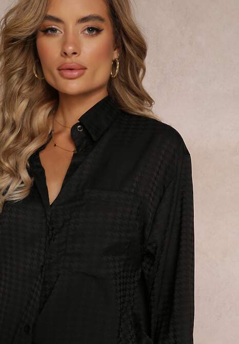 Czarny 2-częściowy Komplet z Koszulą i Szortami Logsia