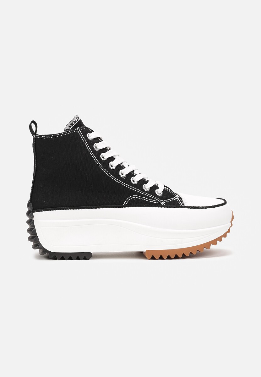 Czarne Trampki za Kostkę na Wysokiej Platformie Julieyati