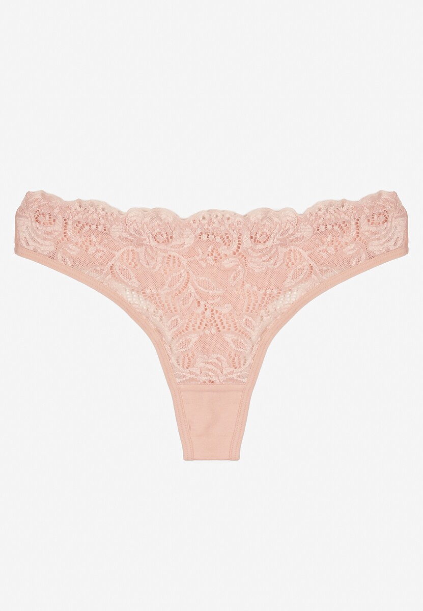 Czerwone Bawełniane Majtki Stringi z Koronką Ilwedana