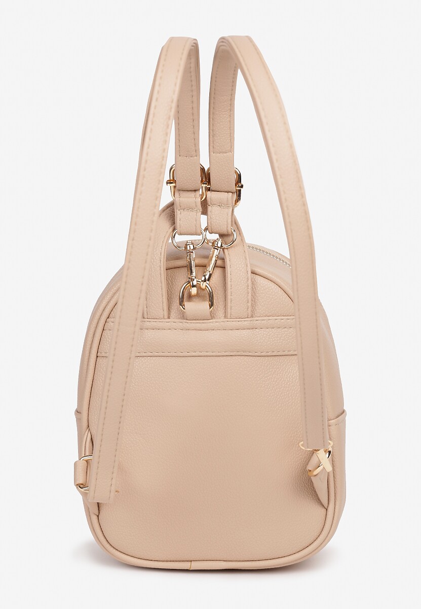 Beżowy Plecak z Regulowanymi Odpinanymi Paskami i Ozdobną Kieszonką na Magnes Nelvera
