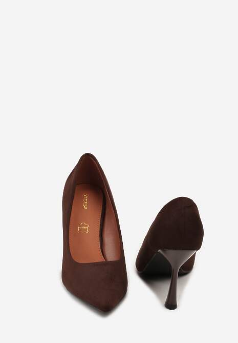 Brązowe Szpilki Vices z Wkładką ze Skóry Naturalnej Gioriane