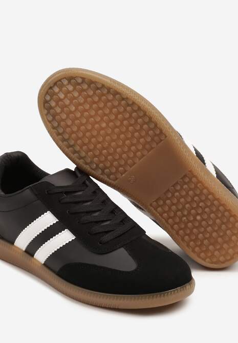 Czarne Sneakersy Typu Kultowe Tenisówki Zdobione Przeszyciami Remiana