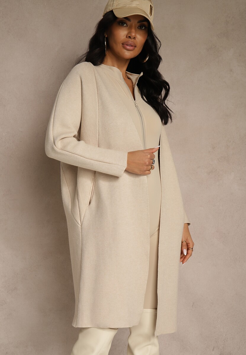 Beżowy Niezapinany Casualowy Kardigan Felltusa