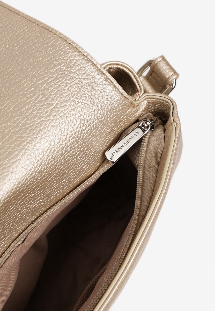 Złota Torebka Ozdobiona Metaliczną Aplikacją Sonarianis