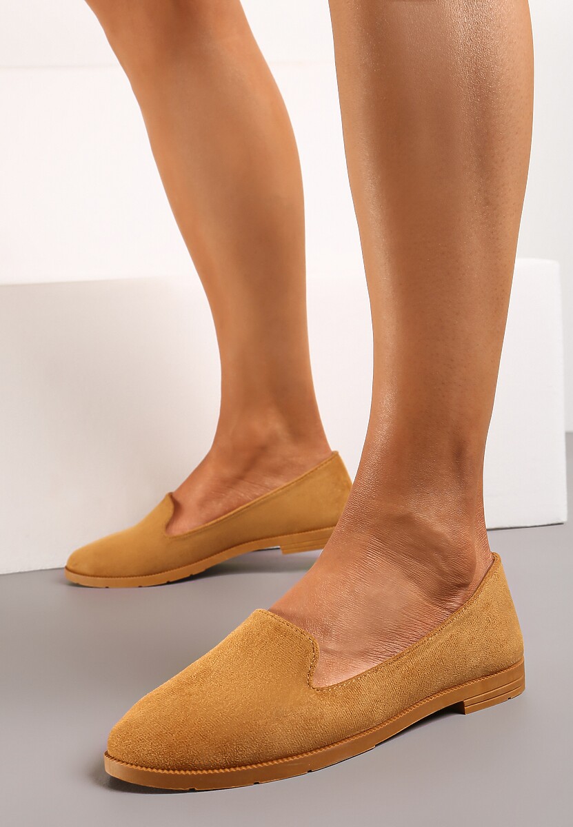 Brązowe Balerinki Typu Loafersy Daphikaia