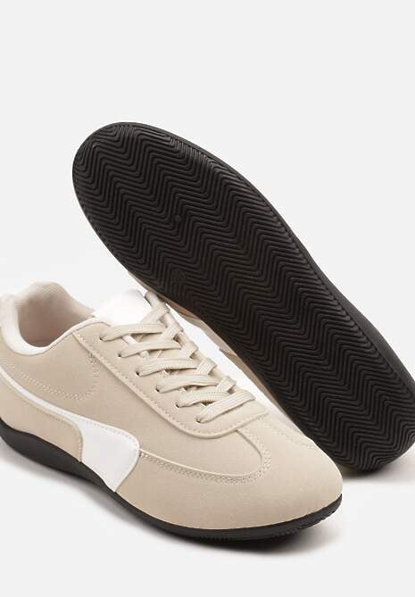 Beżowe Sneakersy Typu Klasyczne Tenisówki Zelritia