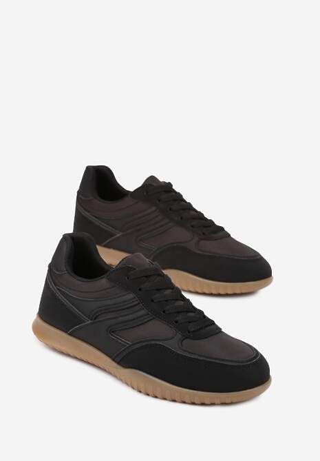 Czarne Sneakersy Tenisówki z Geometrycznym Motywem Fesindia