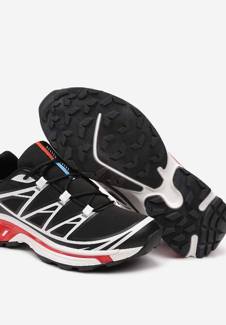 Czarno-Czerwone Sneakersy na Grubej Podeszwie ze Sznurowaniem i Ozdobnymi Gumowymi Elementami Tellgina