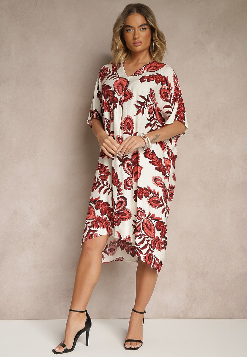 Brązowa Sukienka z Wiskozą Lnem i Cyrkoniami Sadevore