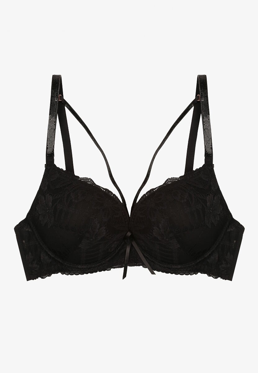 Czarny Koronkowy Biustonosz Ozdobiony Kokardą Falzedia