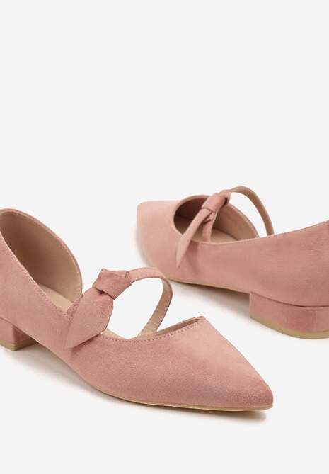 Różowe Czółenka Vices na Płaskiej Podeszwie ze Skórzaną Wkładką z Supełkiem Liliarine