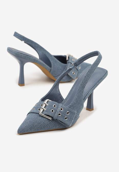 Niebieskie Sandały na Szpilce Vices Ozdobione Klamrą Kolitea