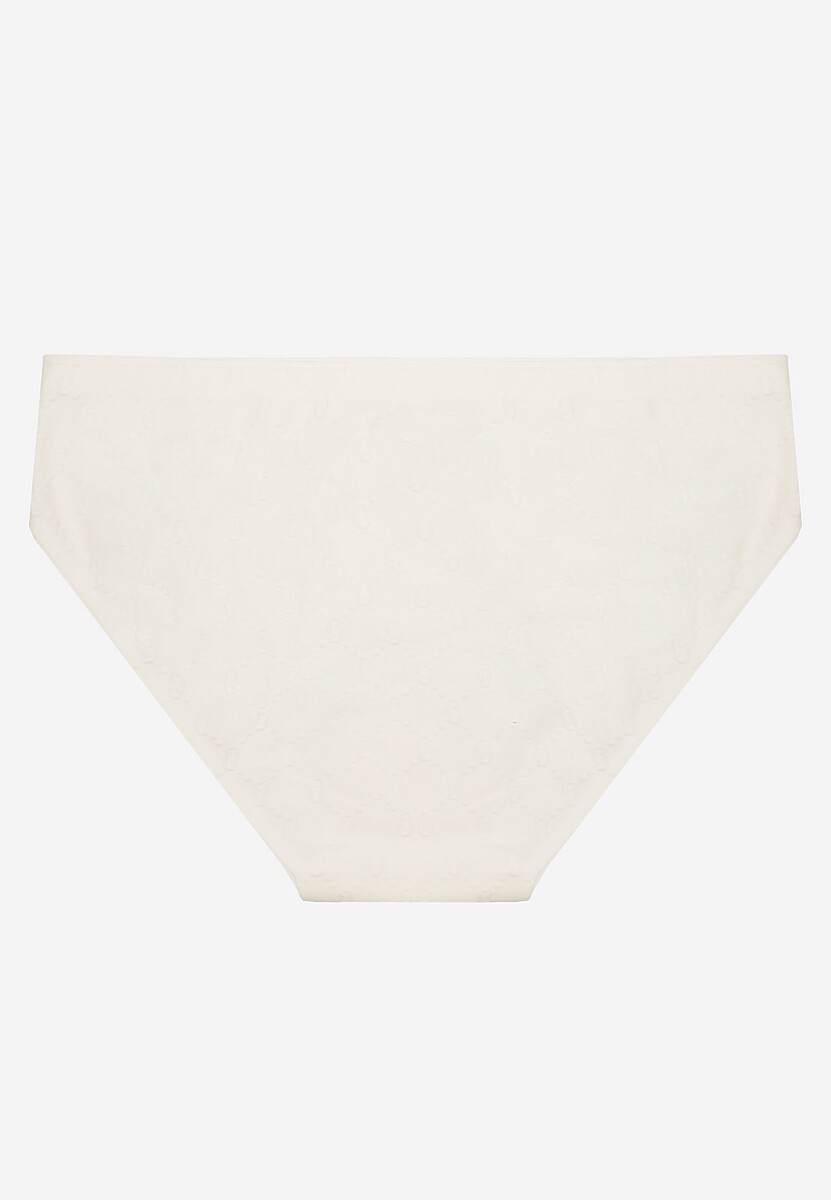 Białe Majtki Figi z Bawełny Zdobione Tłoczonym Wzorem Annalesa