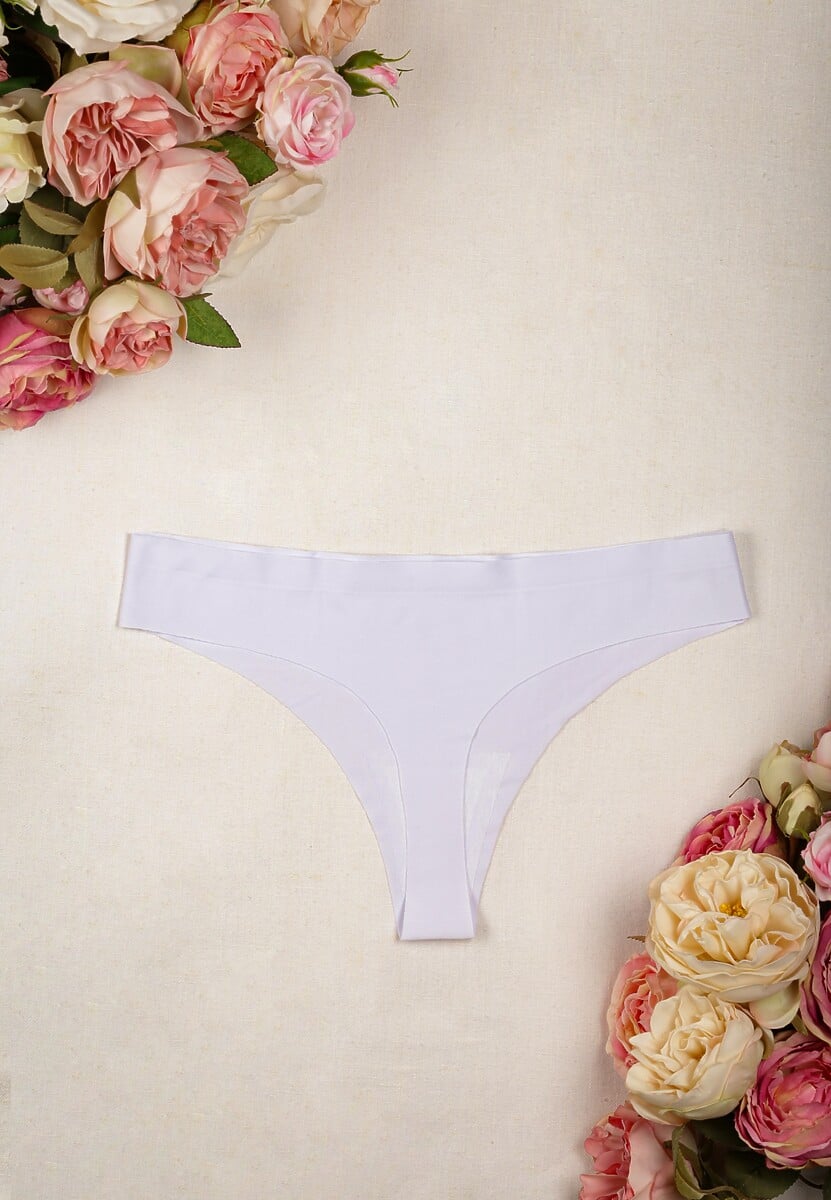 Białe Majtki Bezszwowe Stringi Genevra