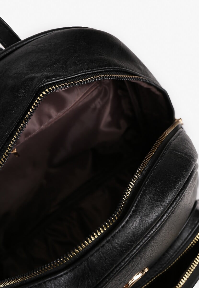 Czarny Plecak z Ozdobną Aplikacją i Suwakiem Milaretta