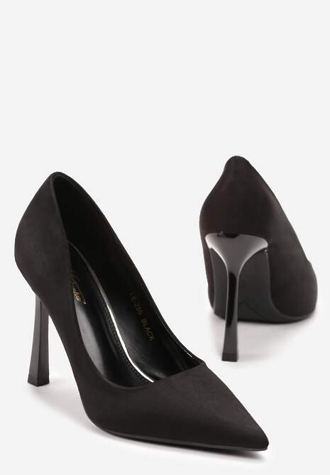 Czarne Klasyczne Szpilki z Imitacji Skóry ze Szpiczastymi Noskami Vionara