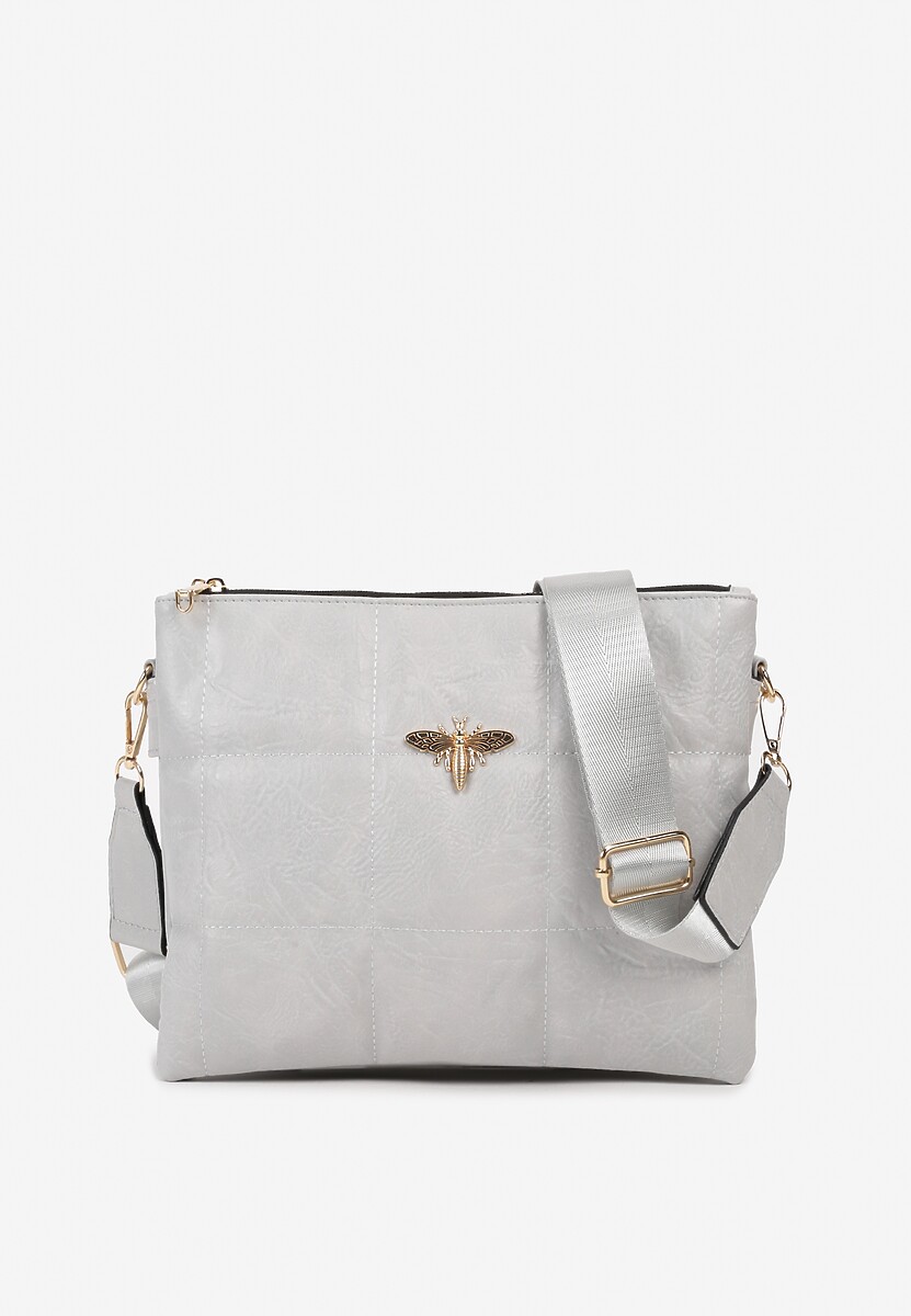 Szara Torebka z Metaliczną Pszczołą z Paskiem Tasebella