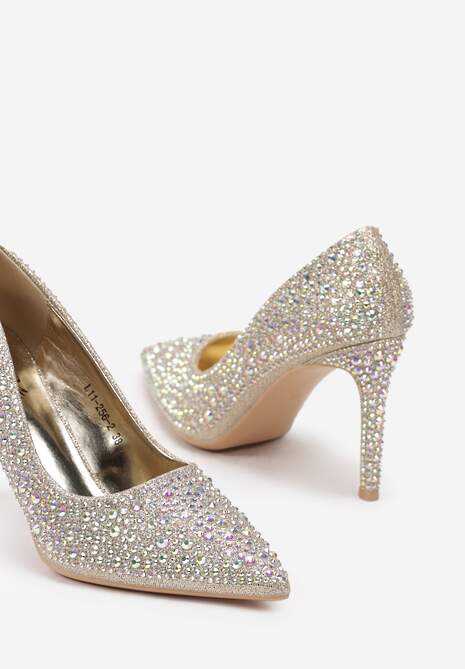 Złote Eleganckie Szpilki Wykończone Cyrkoniami Ivilta