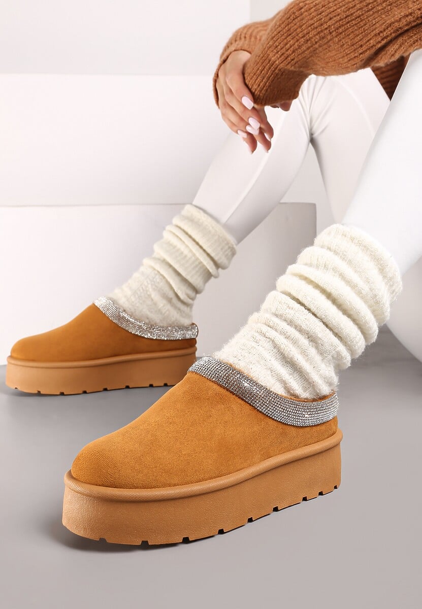 Brązowe Ocieplane Śniegowce z Cyrkoniami na Platformie Irivianae