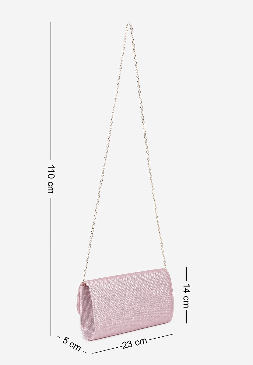 Różowa Brokatowa Torebka Kopertówka z Dodatkowym Łańcuszkiem Paselissa
