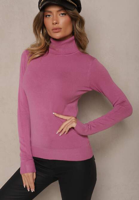 Różowy Casualowy Golf z Wiskozą i Modalem Lannetora