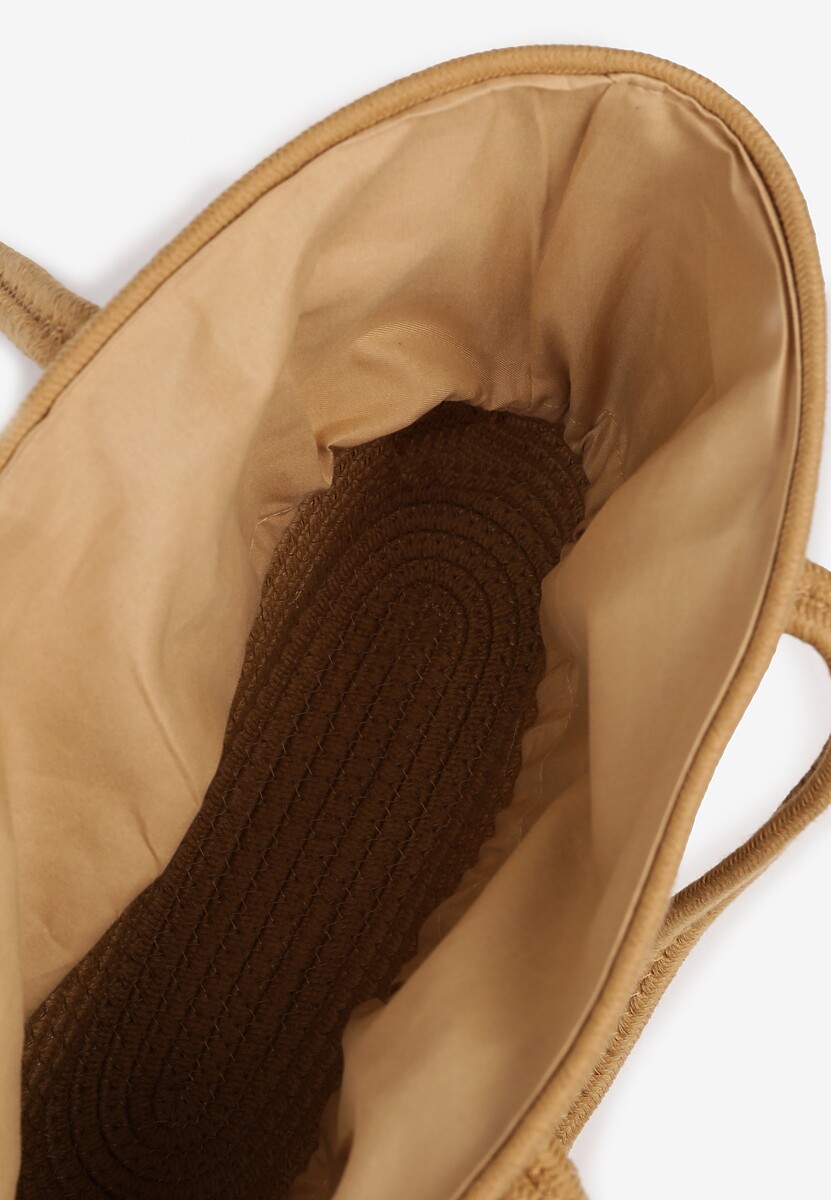 Ciemnobeżowa Bawełniana Torebka z Paskiem w Panterkę Feluseria