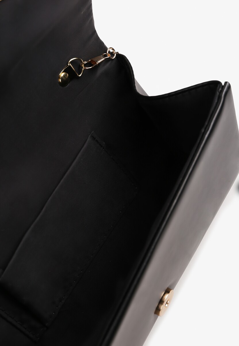 Czarna Klasyczna Torebka Kopertówka z Odpinanym Łańcuszkiem Rinithara