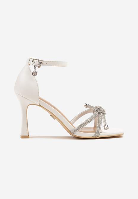 Białe Sandały Vices z Cyrkoniowymi Paskami Erathela