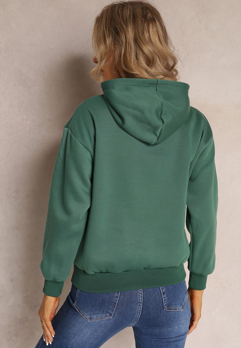 Ciemnozielona Bluza Kangurka z Nadrukiem i Kapturem Uvella