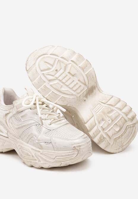 Beżowe Sneakersy w Streetwearowym Stylu na Podeszwie z Tłoczeniami Neodeoriel