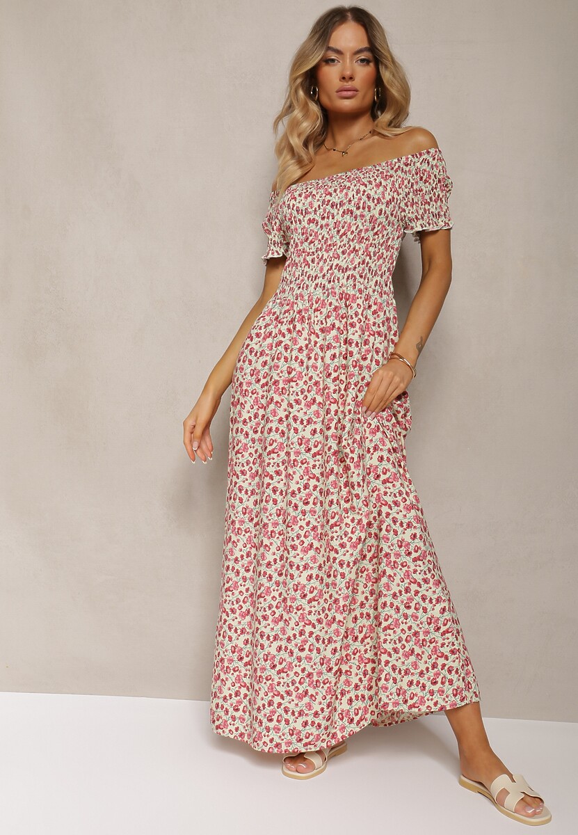 Różowo-Zielona Sukienka z Wiskozy Tariya