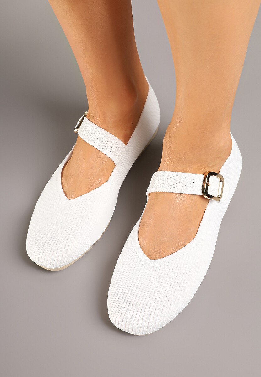 Białe Balerinki Ozdobione Paskiem Avanellia