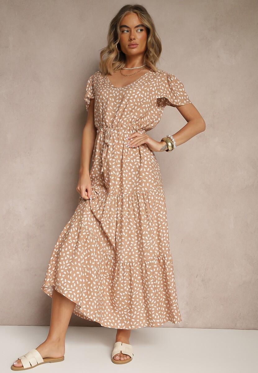 Czarna Rozkloszowana Sukienka z Bawełną i Geometrycznym Motywem Mevelaia