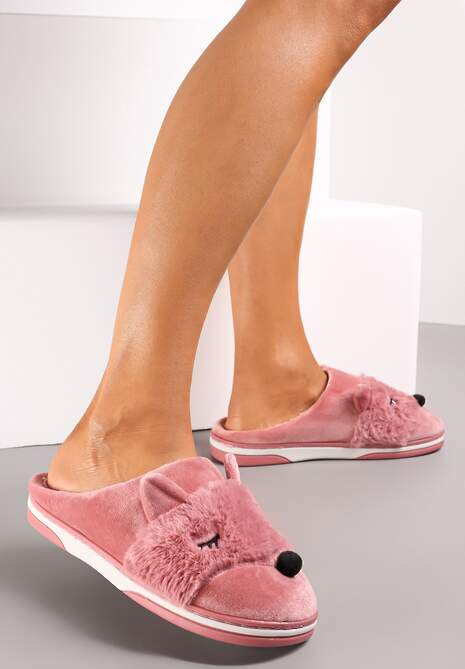 Różowe Kapcie z Futerkiem i Imitacją Uszu Bervenka