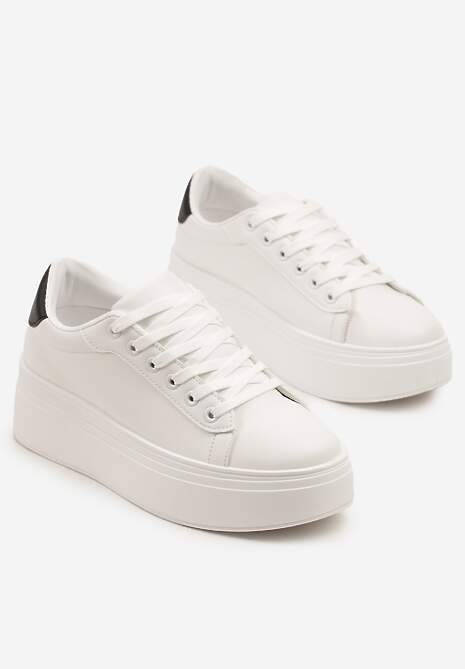 Biało-Czarne Basicowe Sneakersy na Platformie Milio