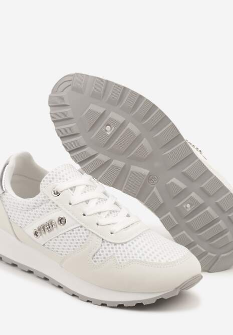 Białe Sneakersy z Ozdobnymi Cyrkoniami Adisona